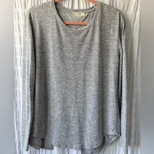 Re/Done Heather Gray Long Sleeve Crewneck Top